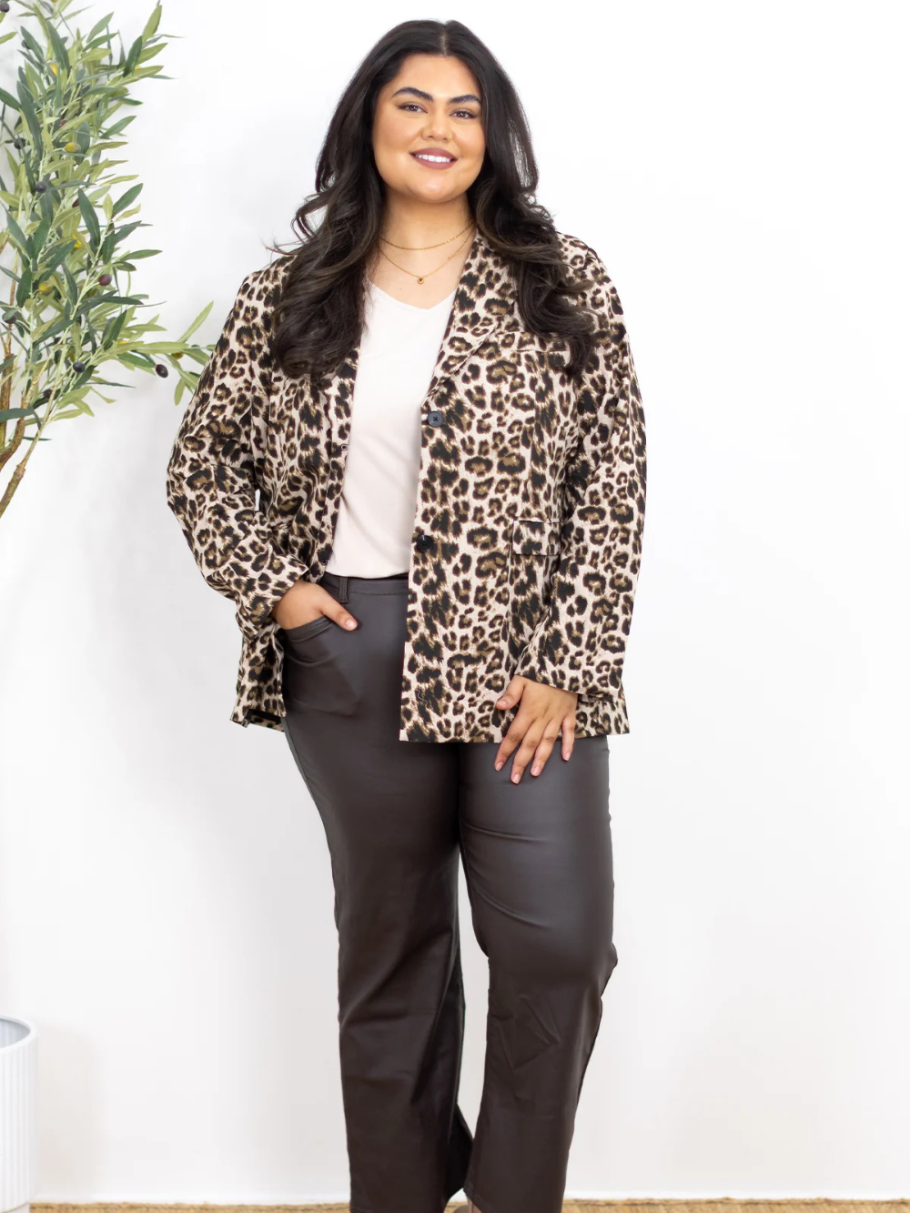 Blazer con estampado animal print y manga larga