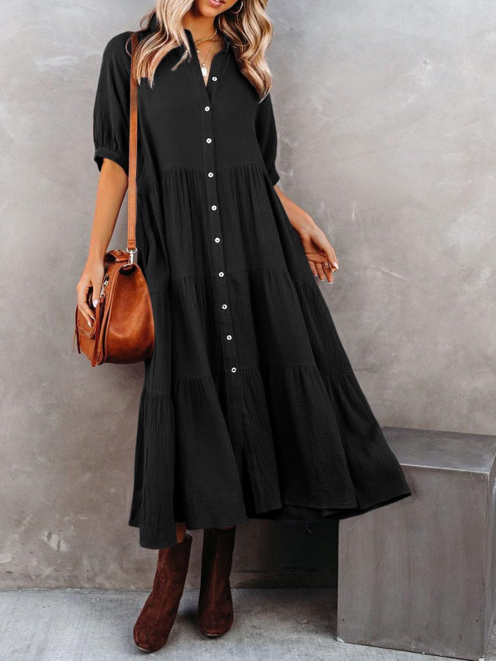Vestido Carmela con bolsillos y corte fluido