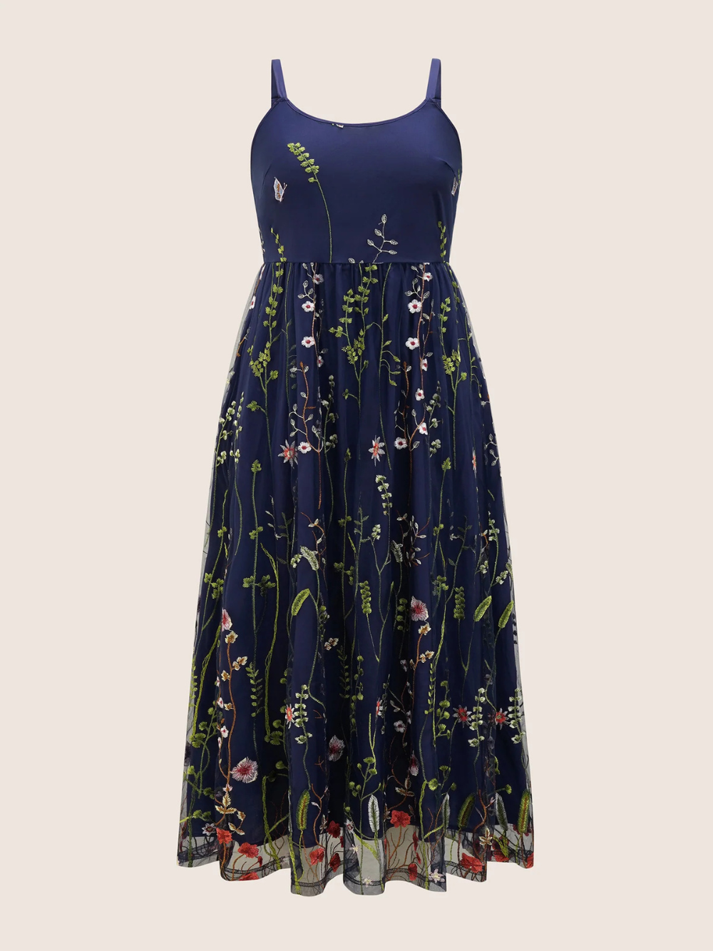Vestido Cami Flora bordado U‑Neck
