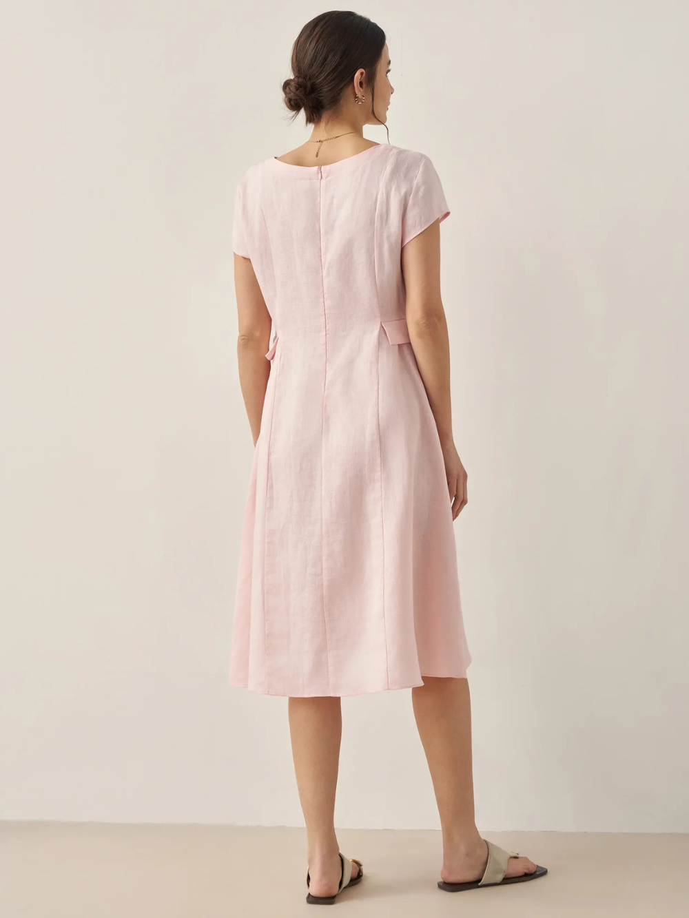 Vestido Alexa de lino con bolsillos