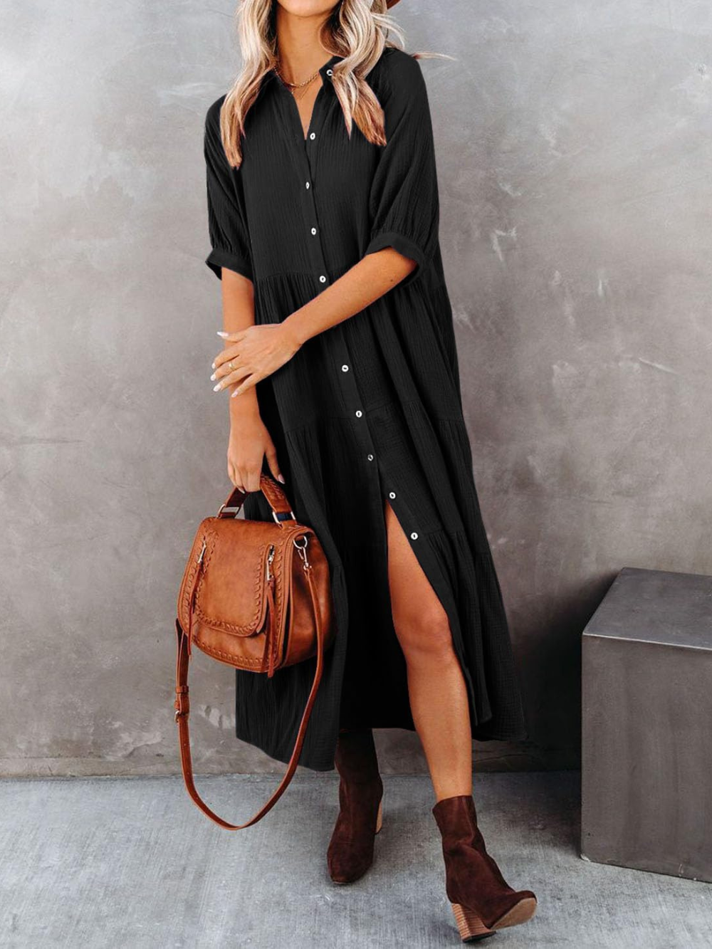 Vestido Carmela con bolsillos y corte fluido