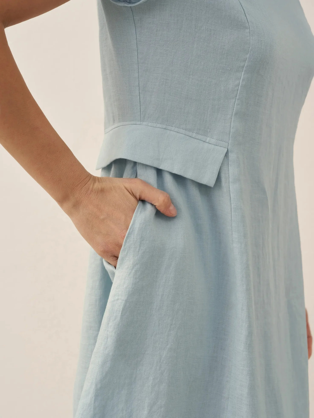 Vestido Alexa de lino con bolsillos