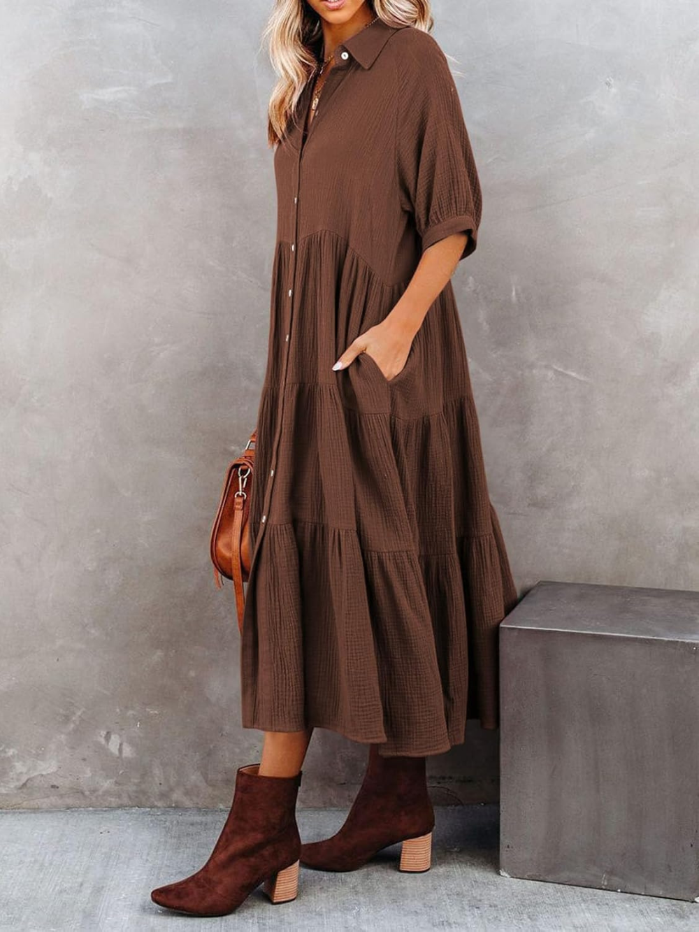 Vestido Carmela con bolsillos y corte fluido