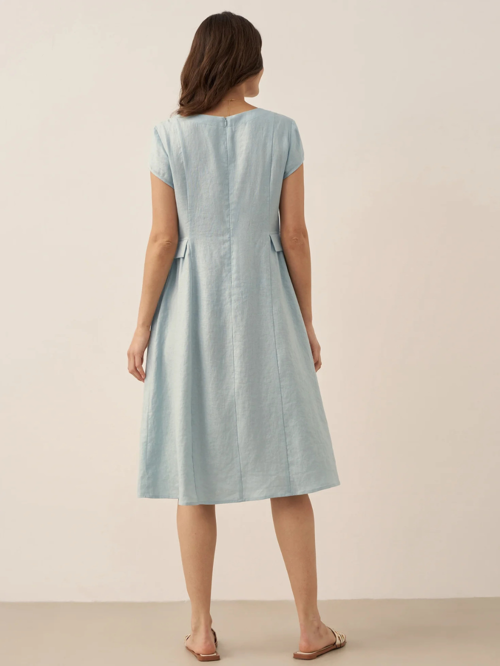 Vestido Alexa de lino con bolsillos