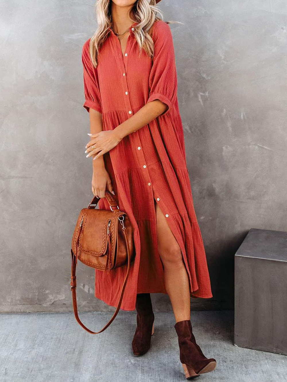 Vestido Carmela con bolsillos y corte fluido