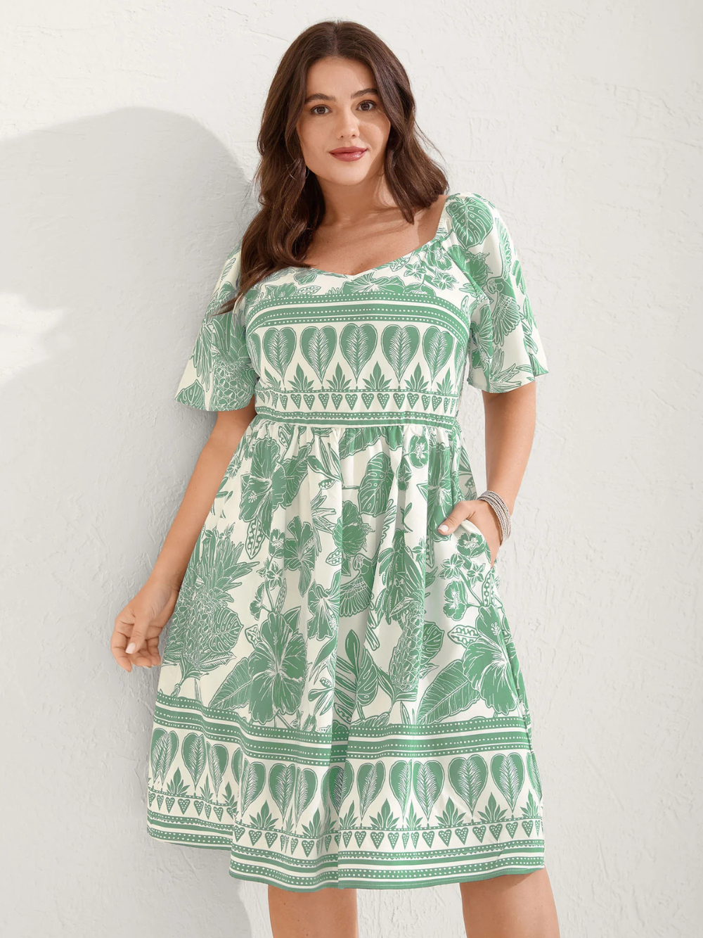 Vestido Midi Estampado Boho con corte entallado