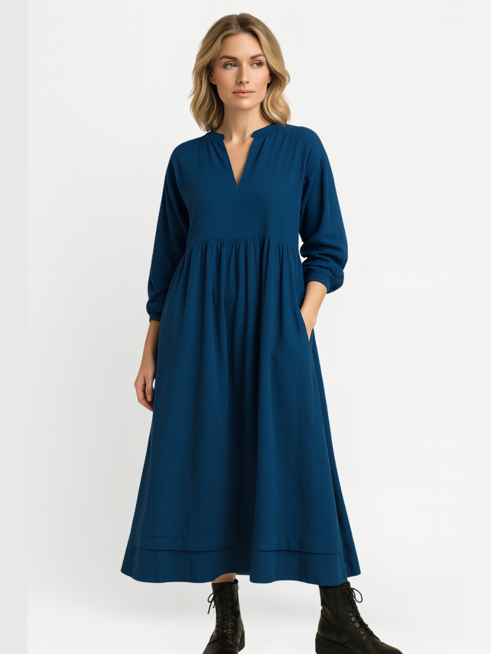 Vestido camisero de algodón con bolsillos
