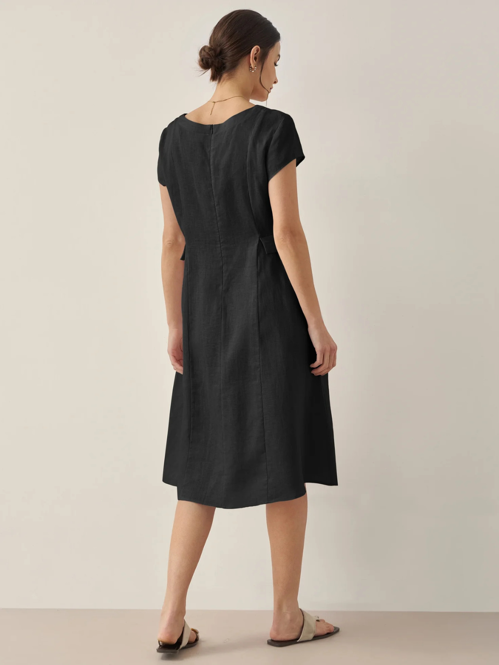 Vestido Alexa de lino con bolsillos