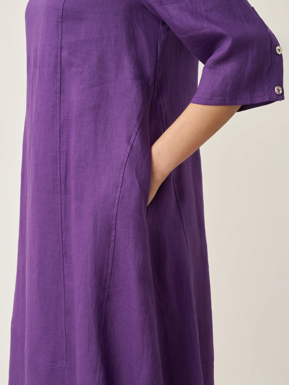 Vestido Sofía sin cuello de lino y mangas 3/4 (Oferta 2X1)