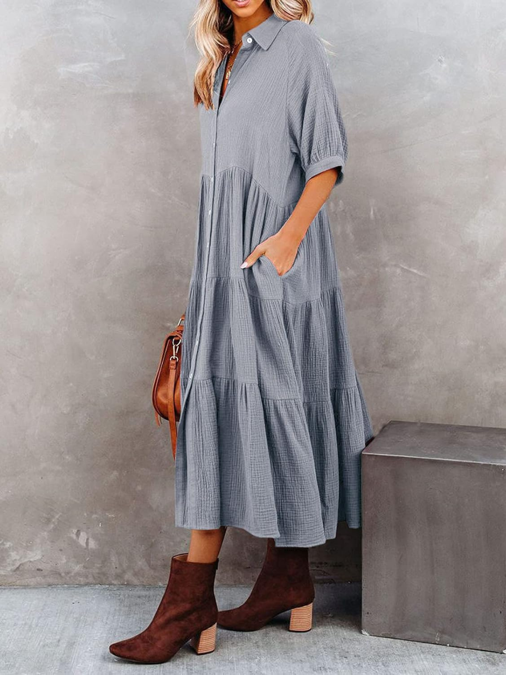 Vestido Carmela con bolsillos y corte fluido