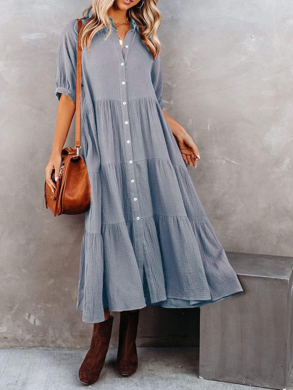 Vestido Carmela con bolsillos y corte fluido