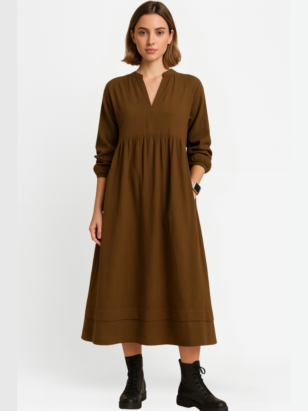 Vestido camisero de algodón con bolsillos
