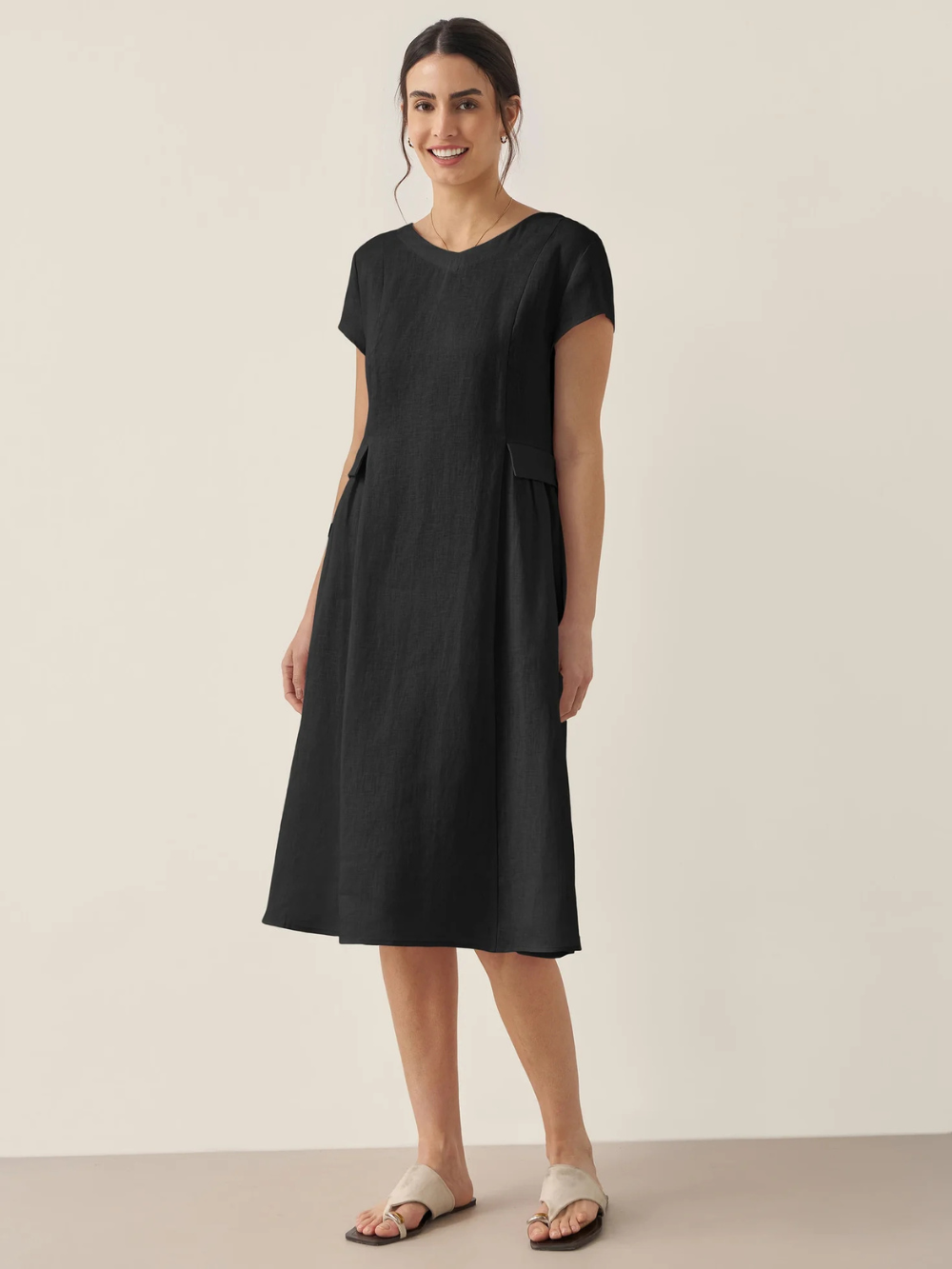 Vestido Alexa de lino con bolsillos