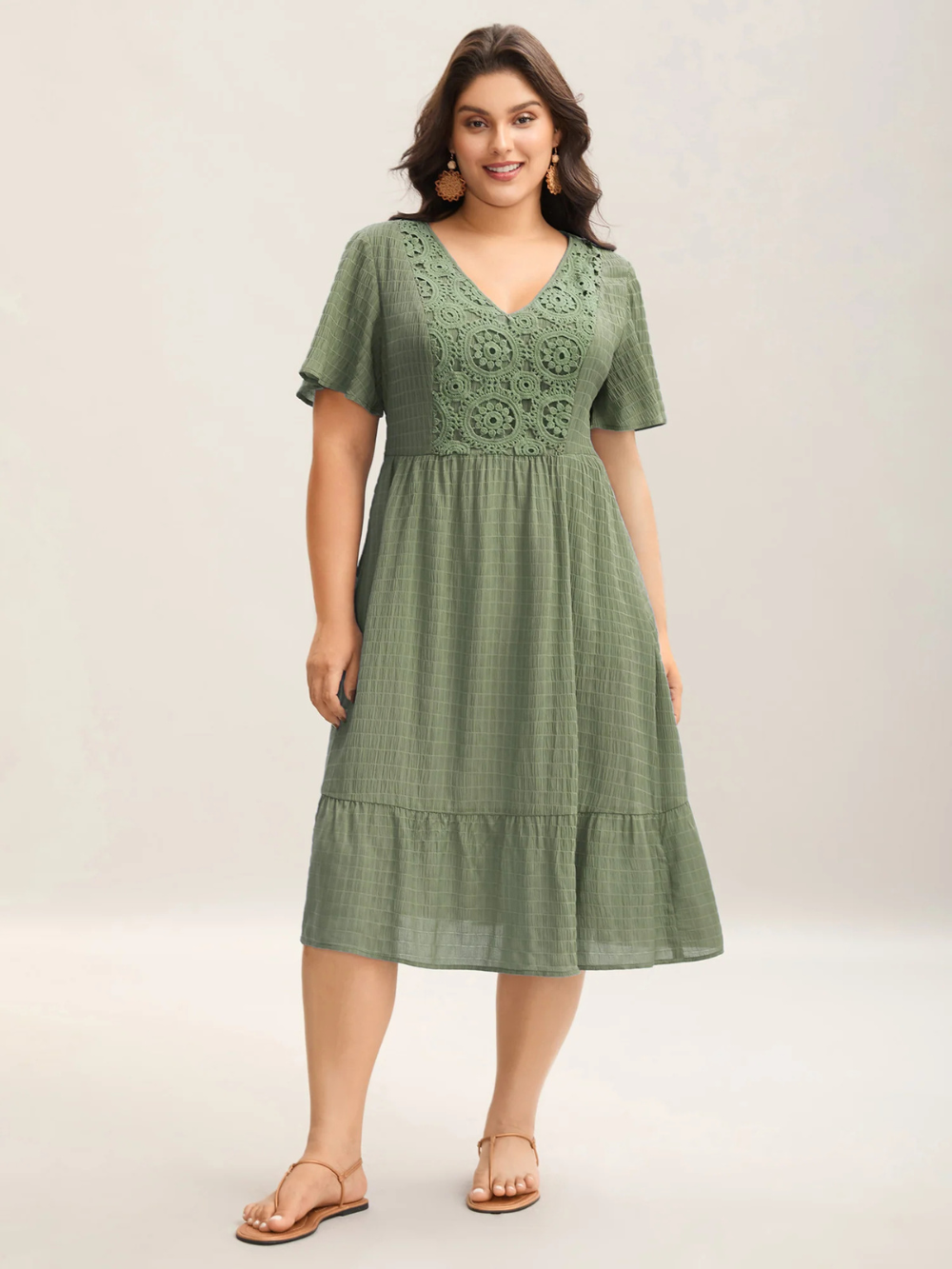 Vestido Midi Lumi con encaje texturizado y bolsillos