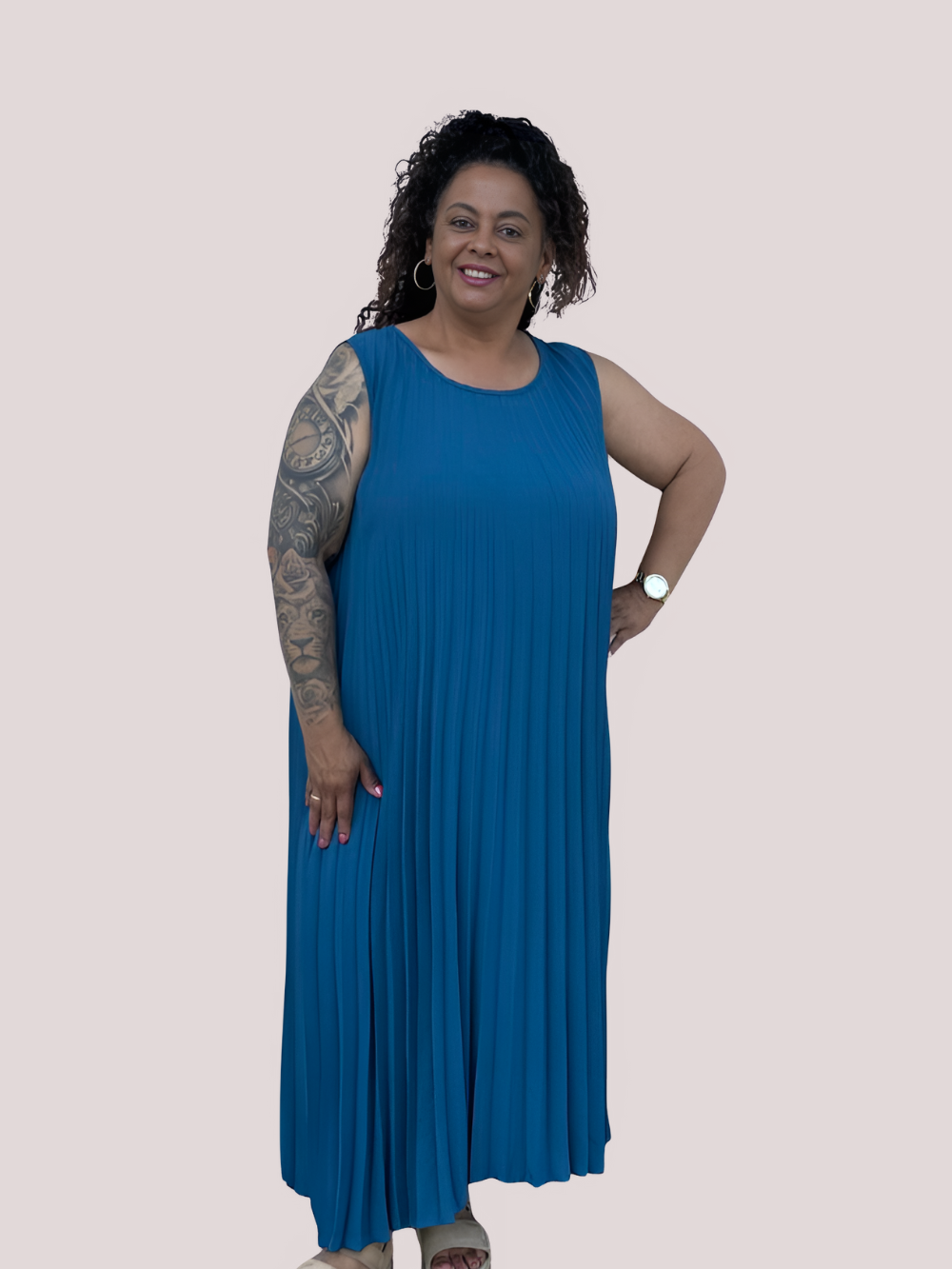 Vestido largo plisado Sharina