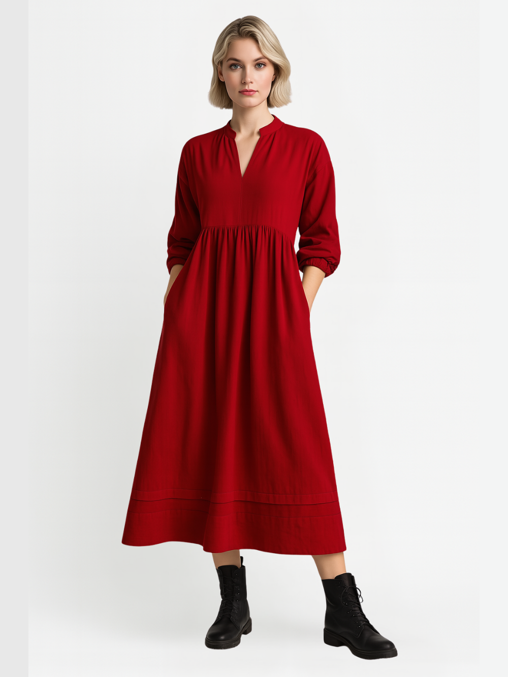 Vestido camisero de algodón con bolsillos