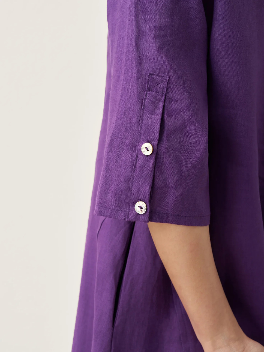 Vestido Sofía sin cuello de lino y mangas 3/4 (Oferta 2X1)