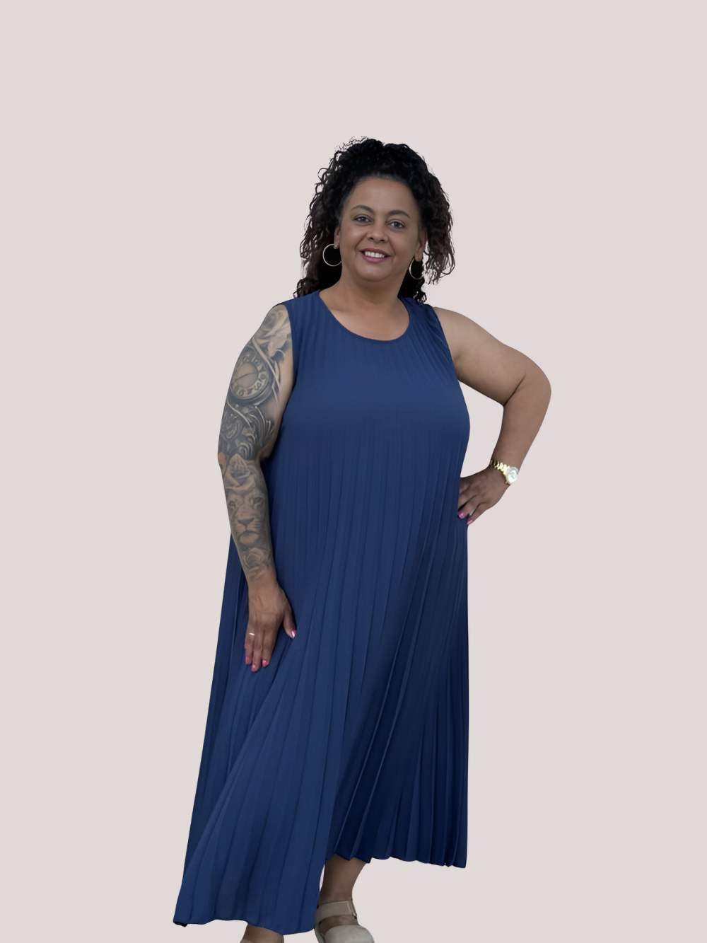 Vestido largo plisado Sharina