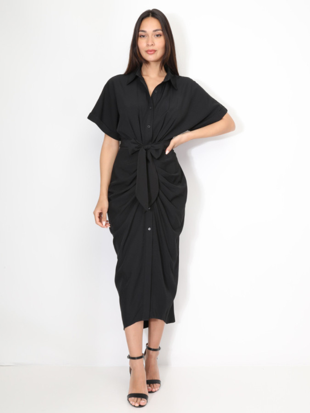 Vestido Classic Pleat – Camisero con pliegues y cinturón
