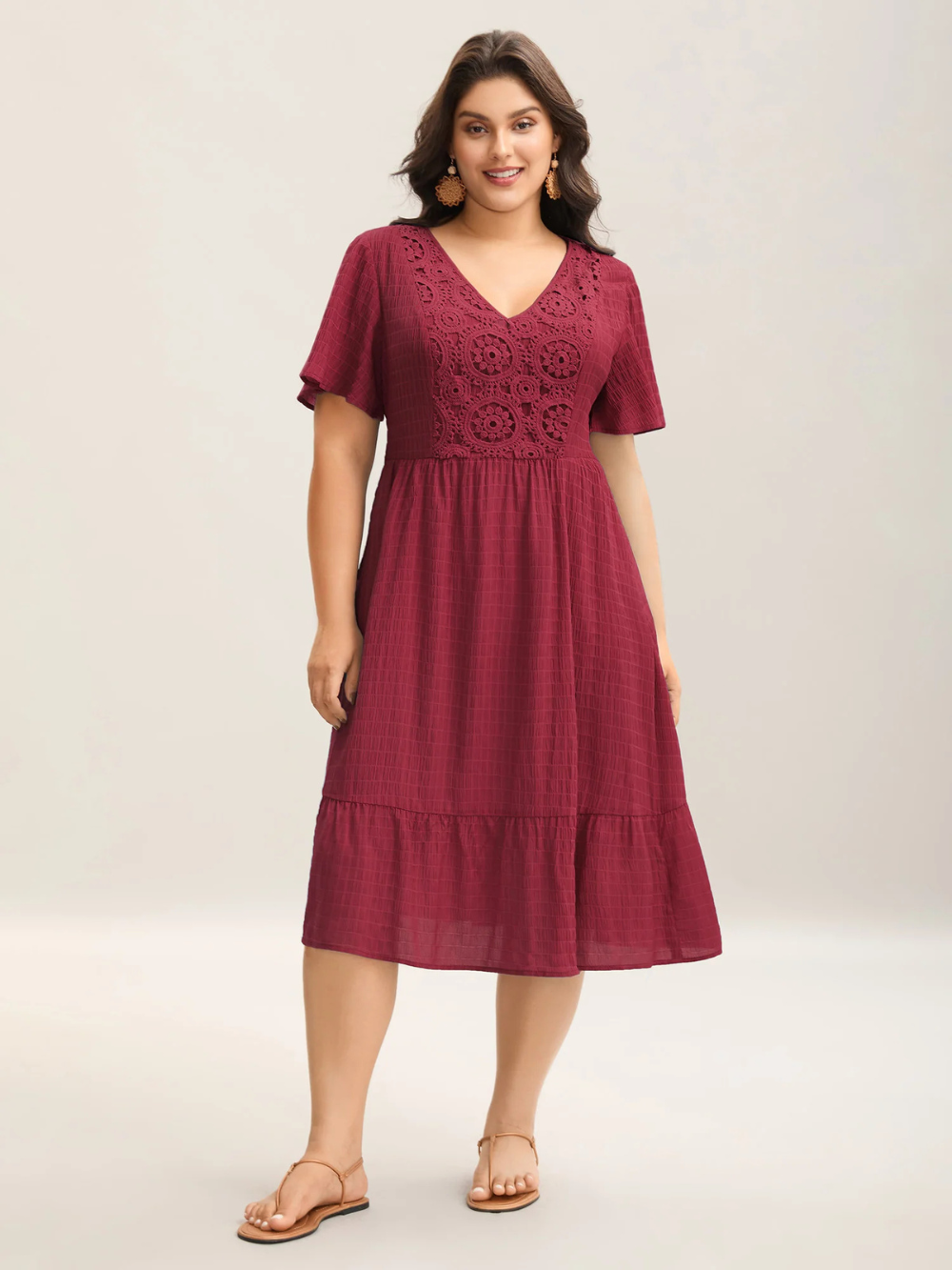 Vestido Midi Lumi con encaje texturizado y bolsillos
