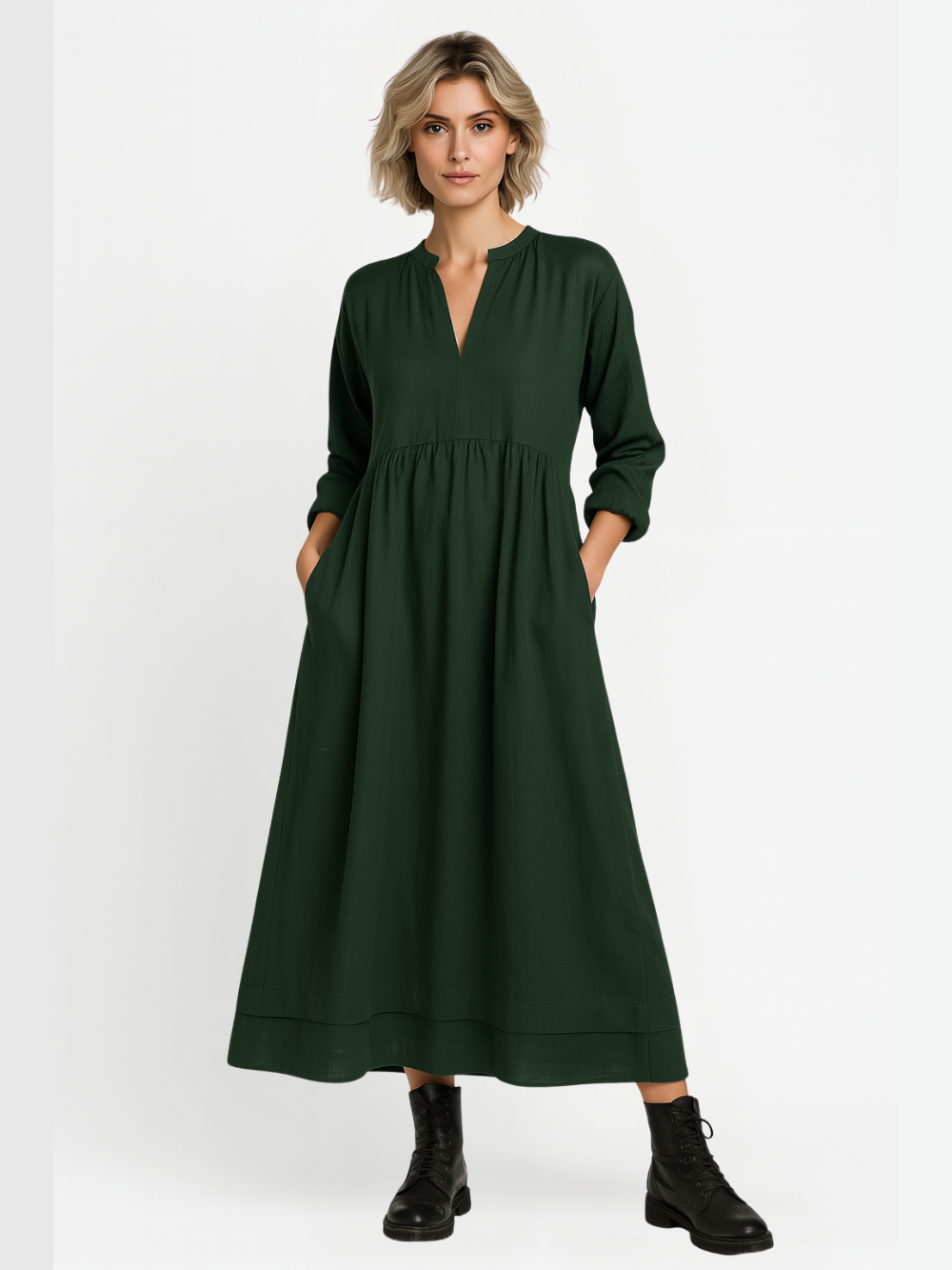 Vestido camisero de algodón con bolsillos
