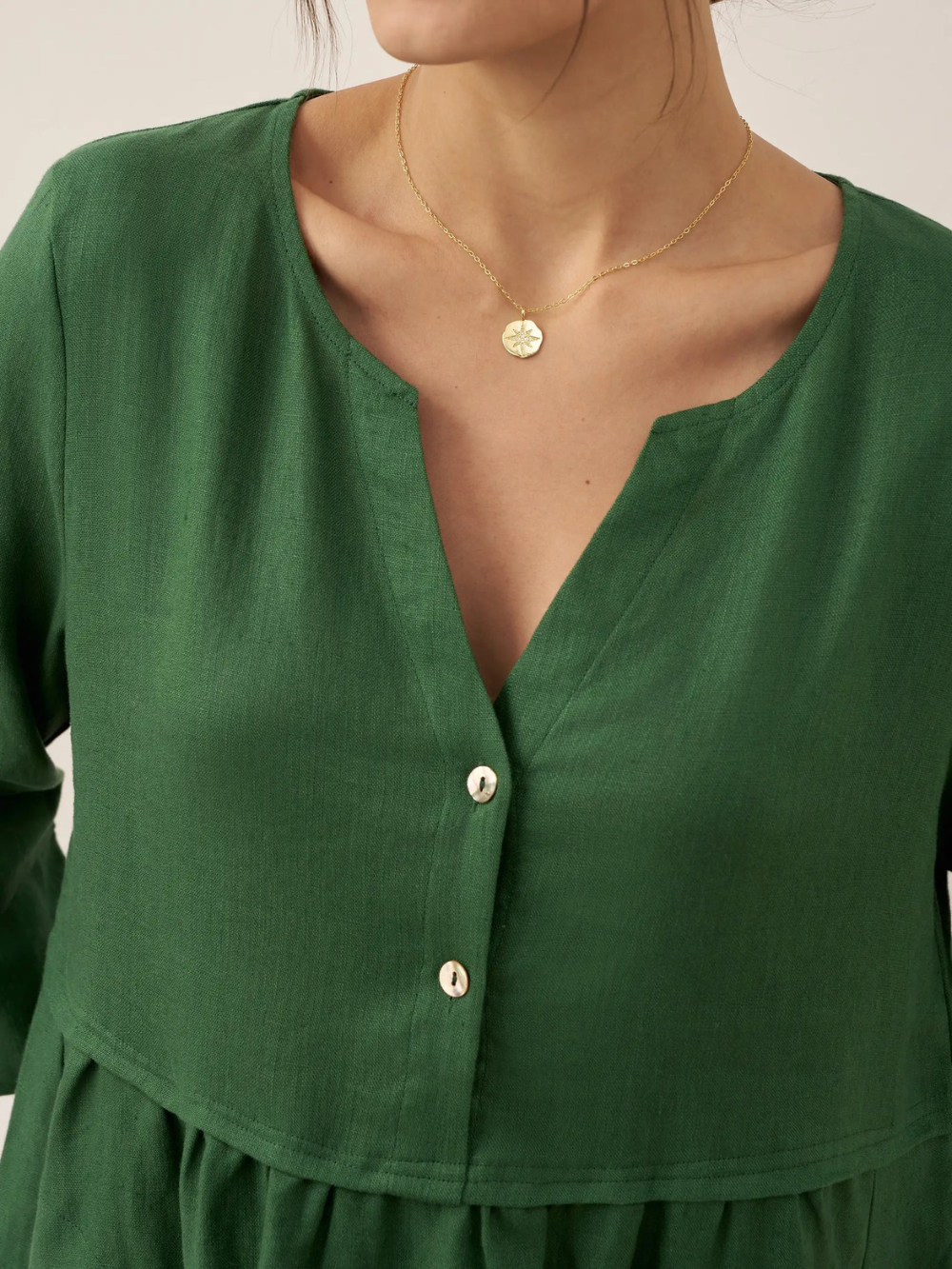Vestido Luna de lino con botones y bolsillos