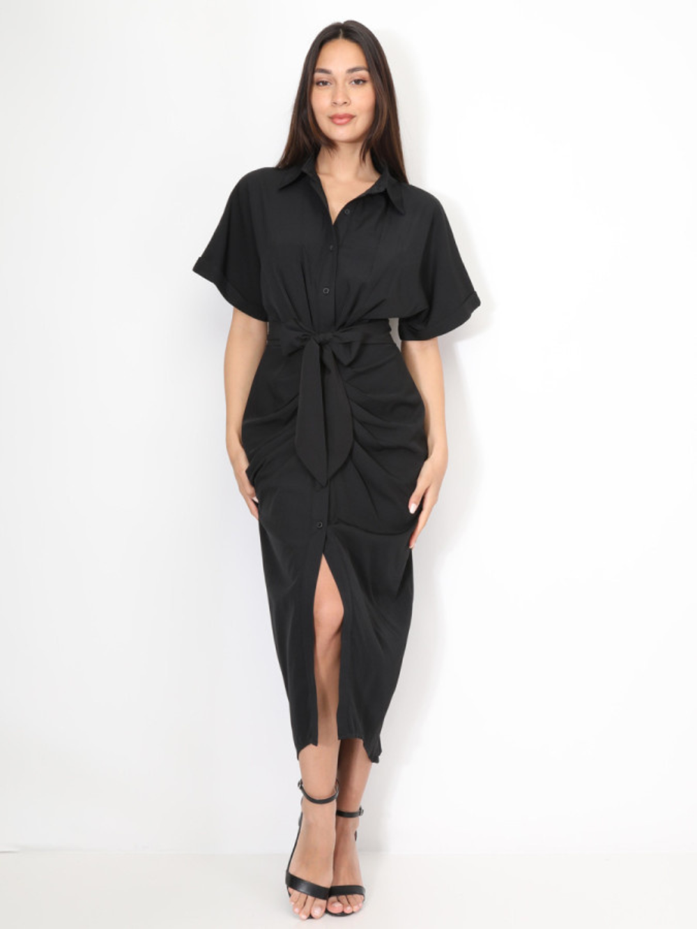 Vestido Classic Pleat – Camisero con pliegues y cinturón