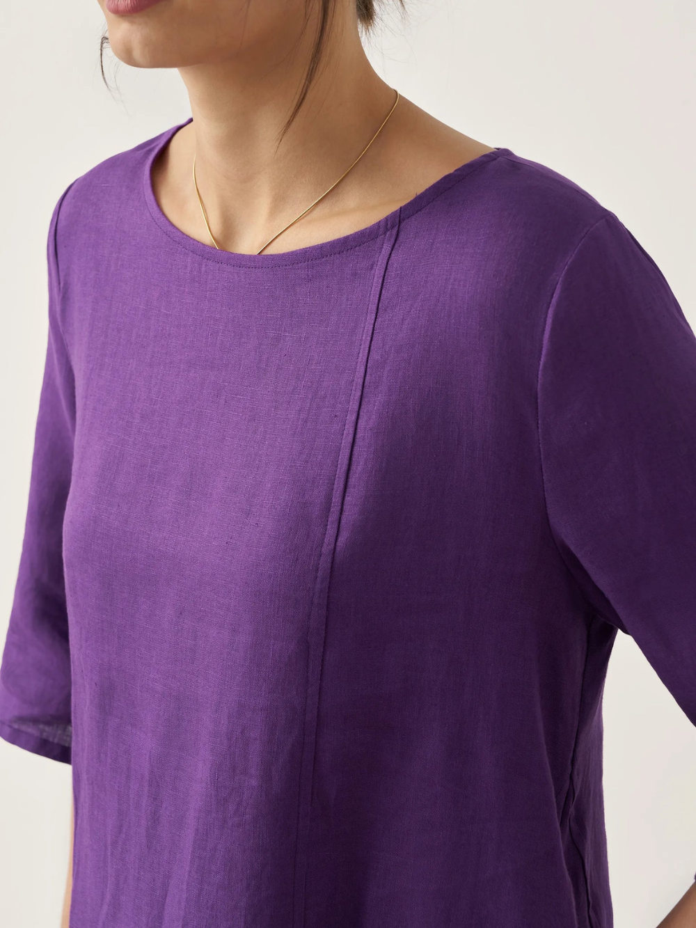 Vestido Sofía sin cuello de lino y mangas 3/4 (Oferta 2X1)