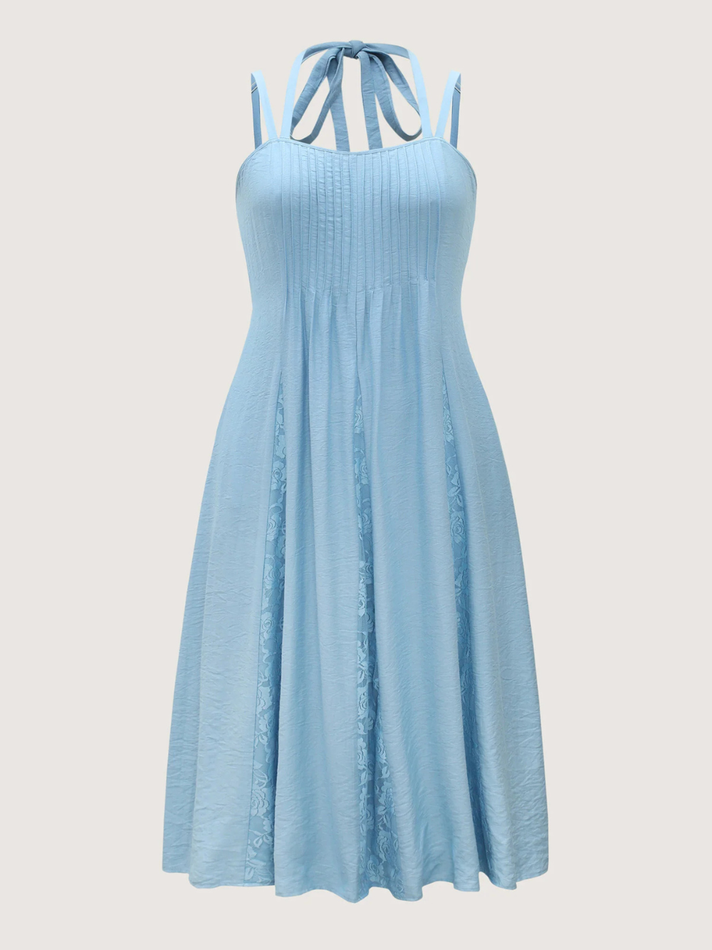 Vestido midi con tirantes dobles y paneles de encaje