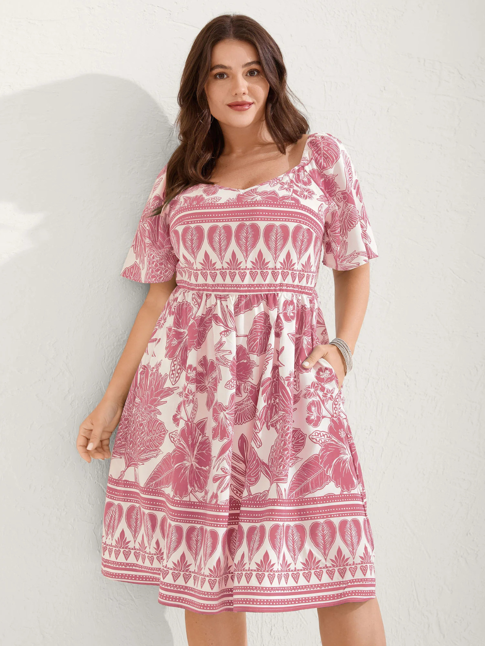 Vestido Midi Estampado Boho con corte entallado