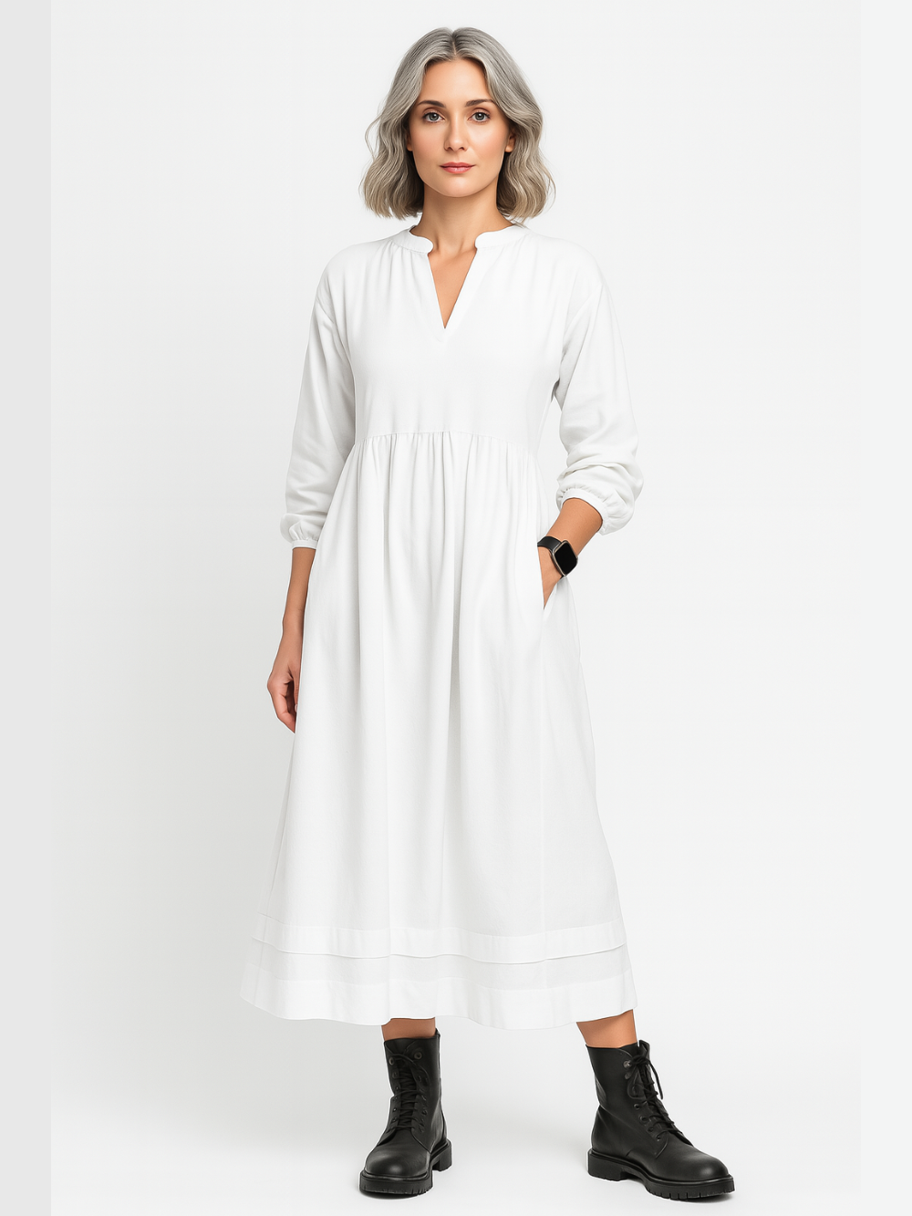 Vestido camisero de algodón con bolsillos