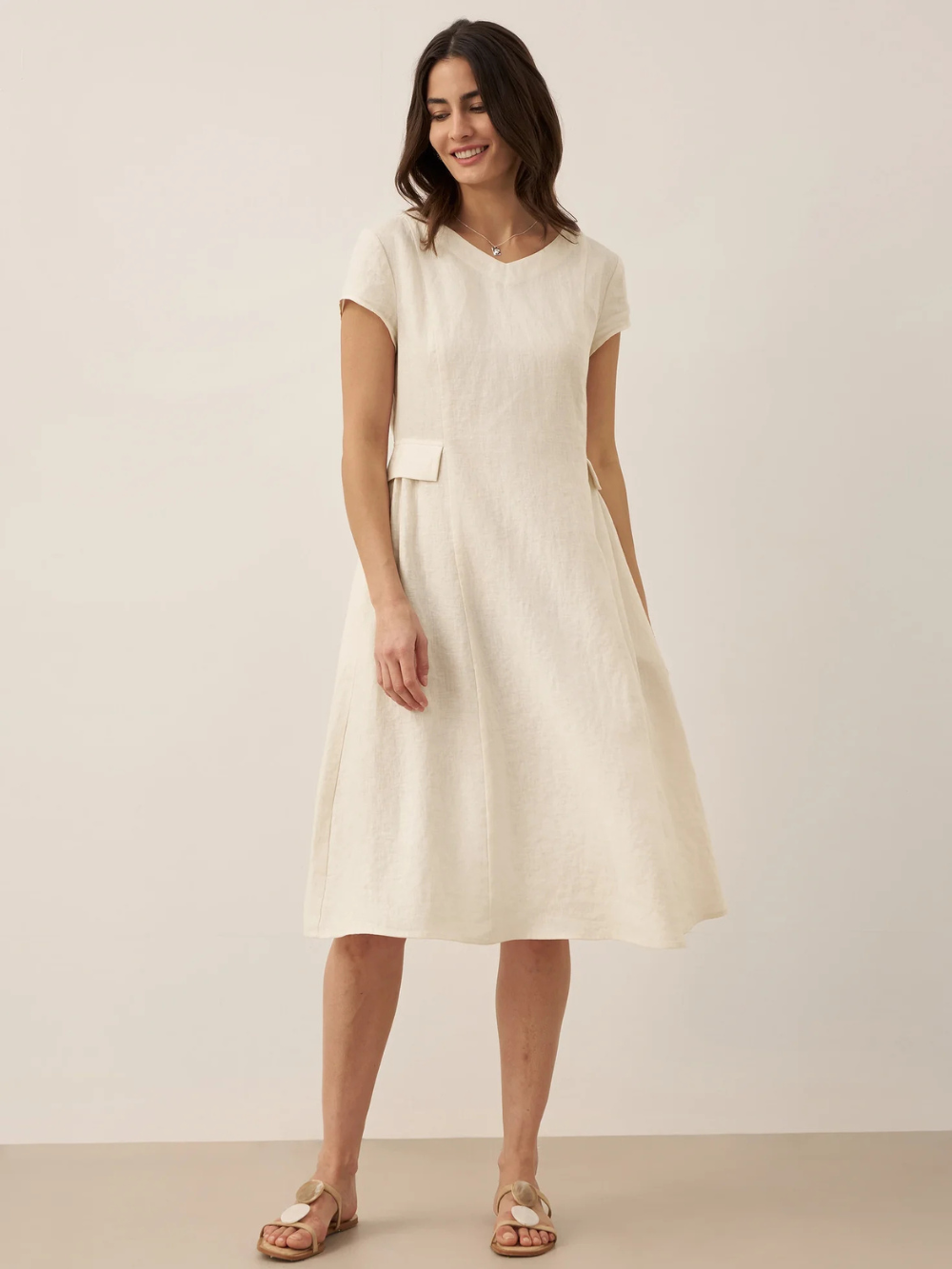 Vestido Alexa de lino con bolsillos