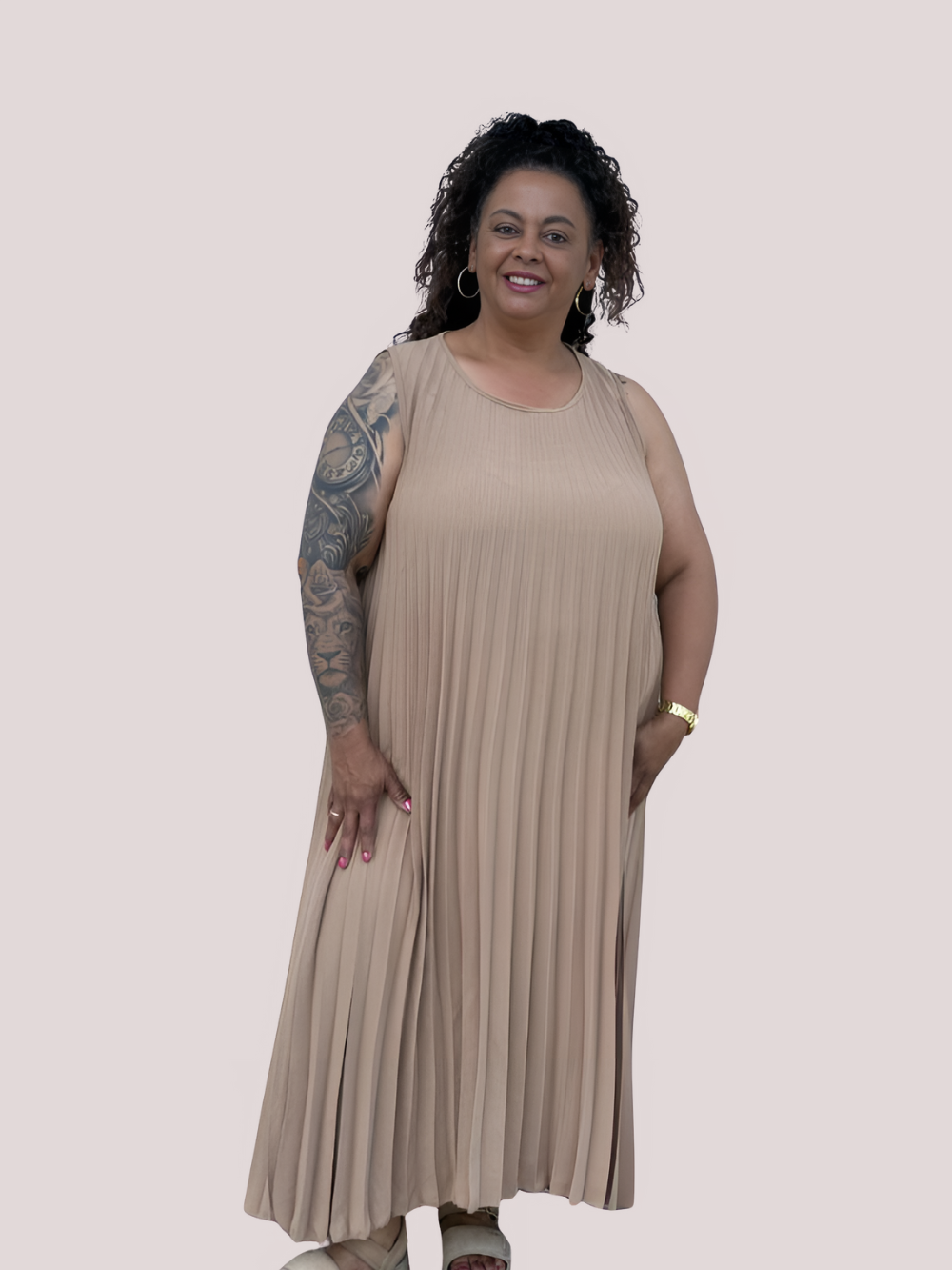 Vestido largo plisado Sharina