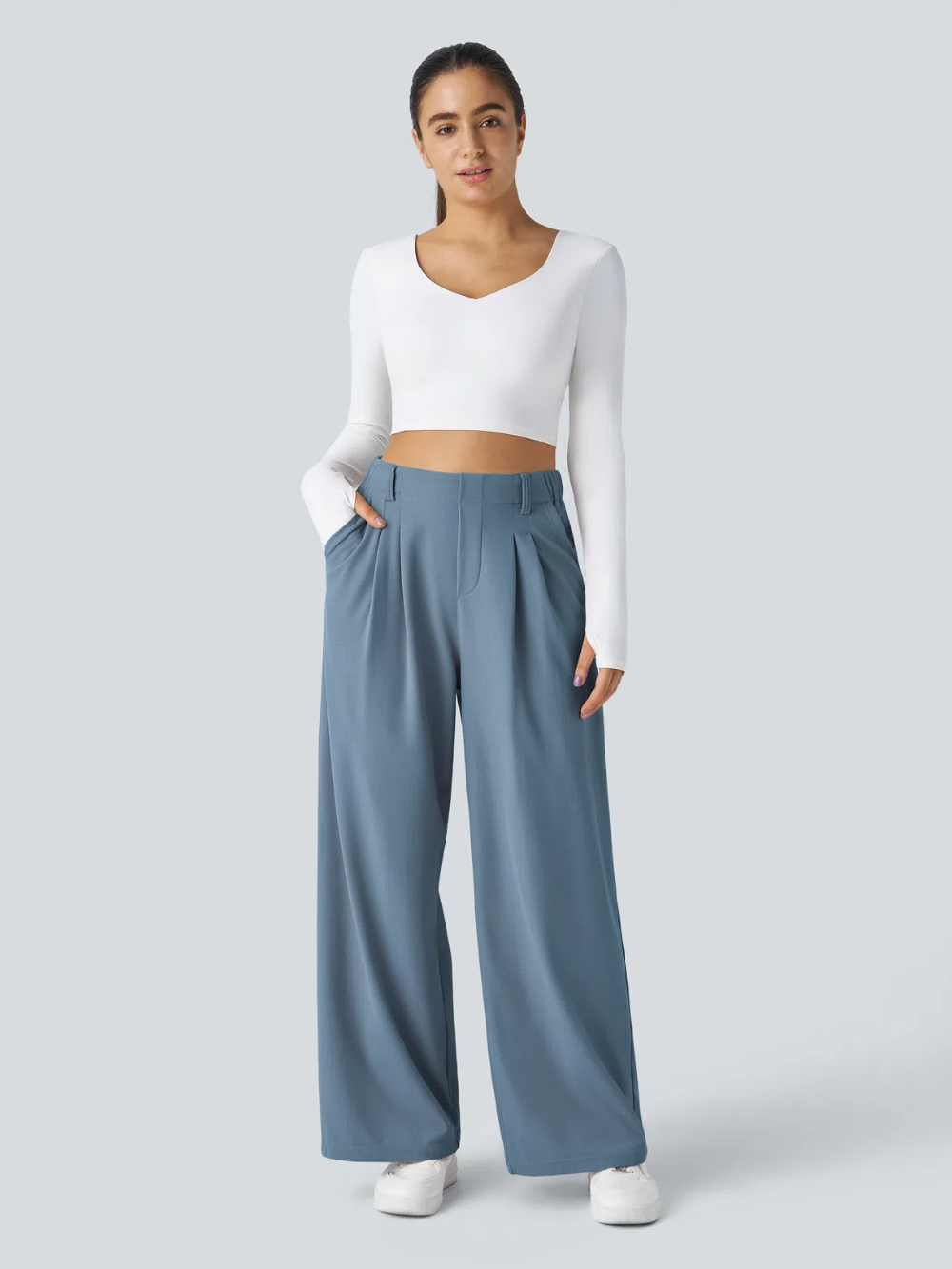 Pantalón Palazzo Elástico con Bolsillos