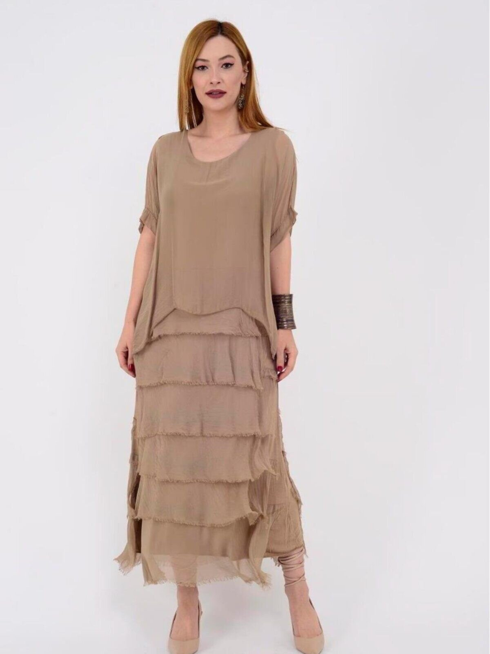 Vestido Largo con Volantes