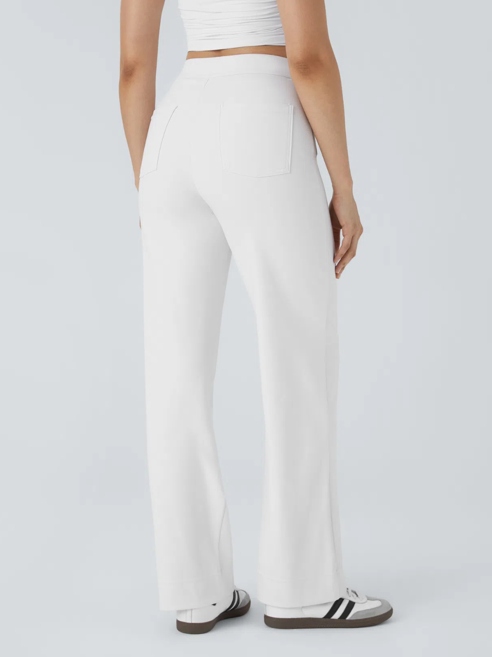 Pantalón Elástico Recto Múltiple Bolsillo Tiro Alto