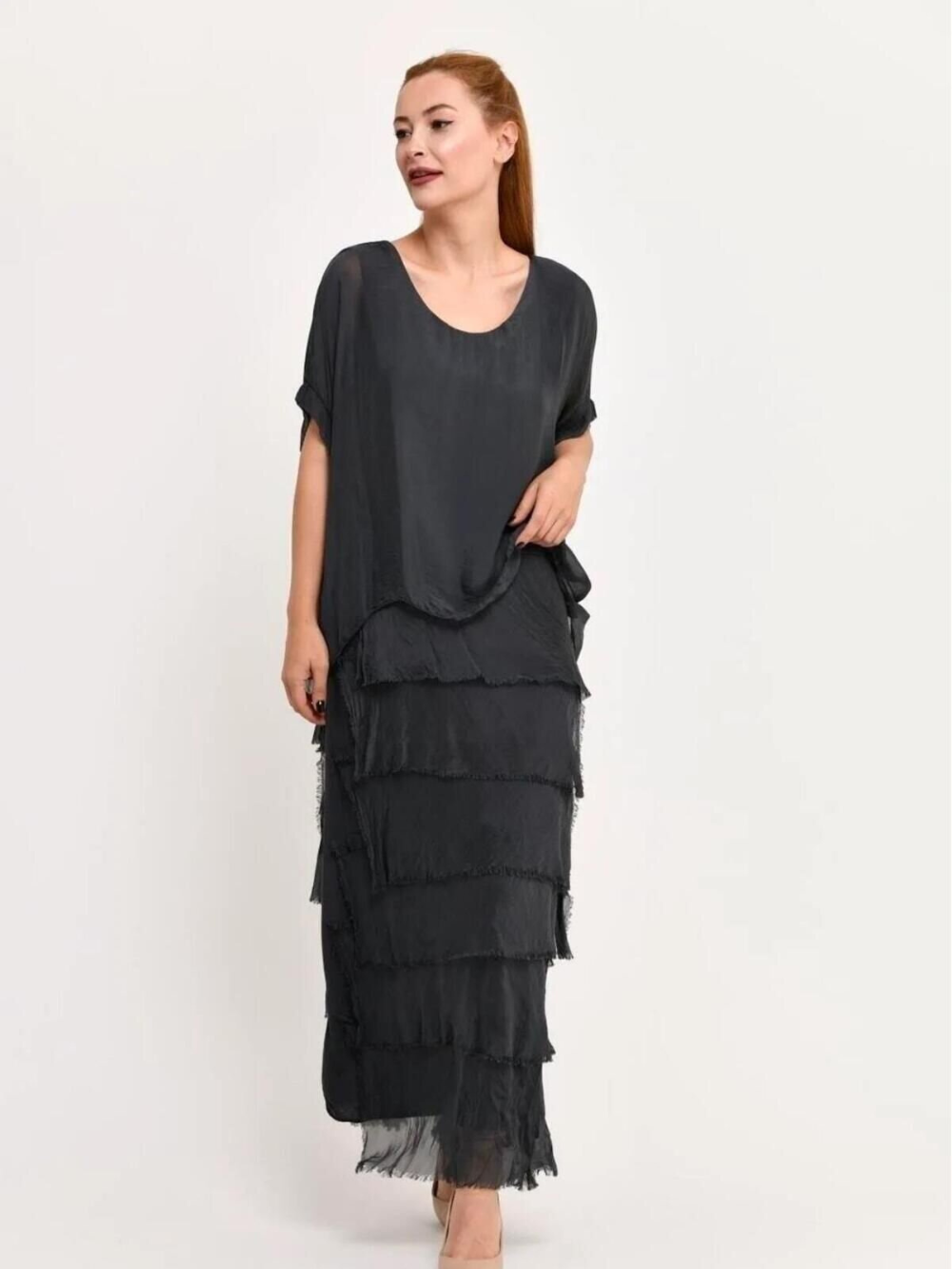 Vestido Largo con Volantes