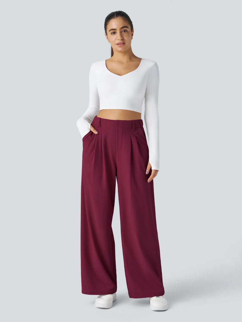 Pantalón Palazzo Elástico con Bolsillos