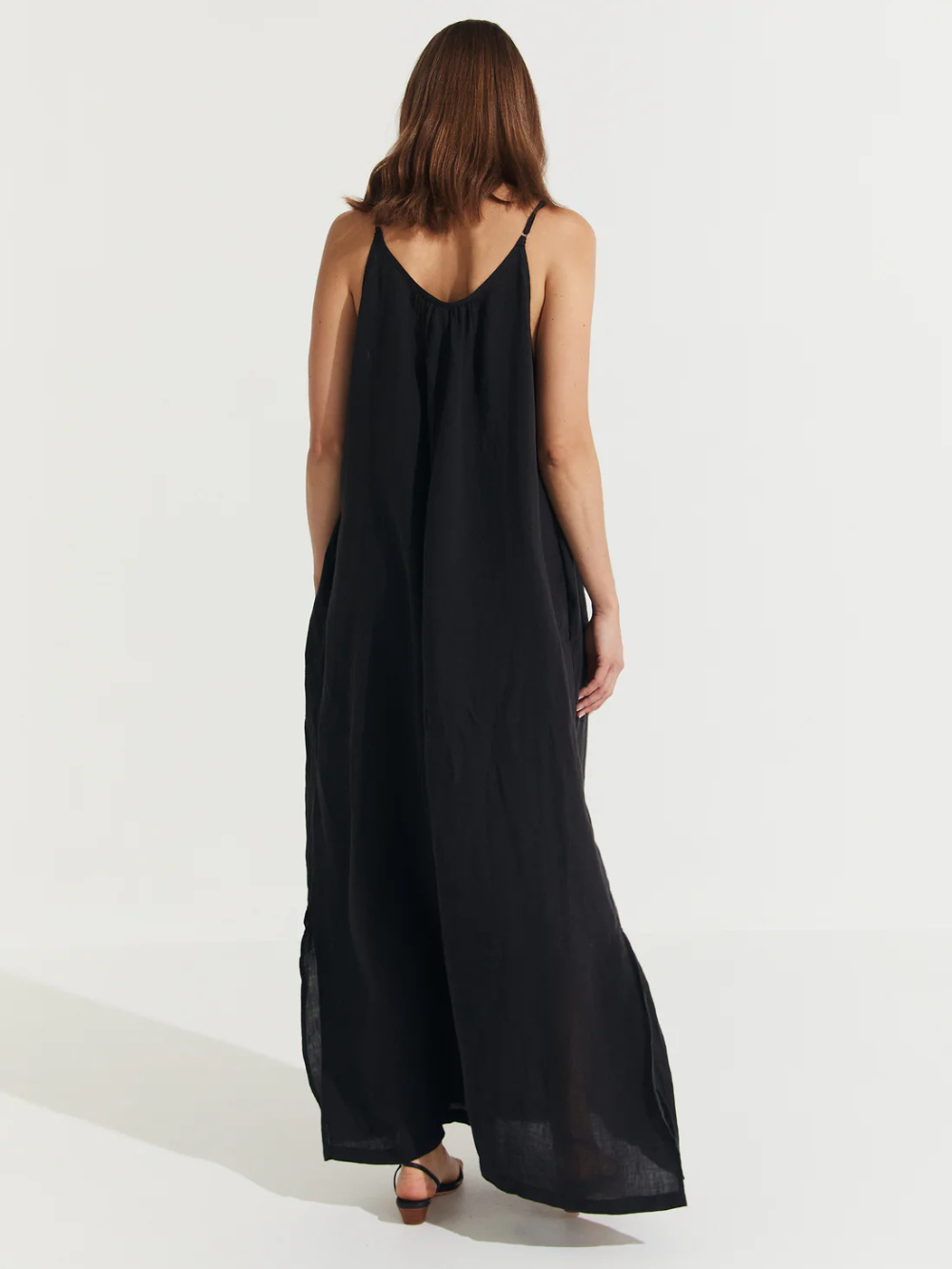 Vestido largo de lino Virginie con aberturas laterales