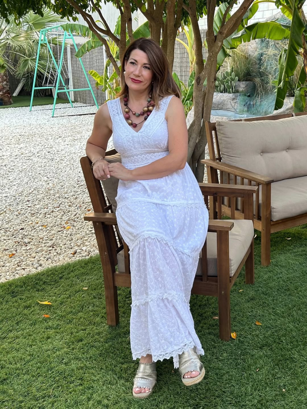 Vestido Largo Boho Chic con Encaje y Bordado
