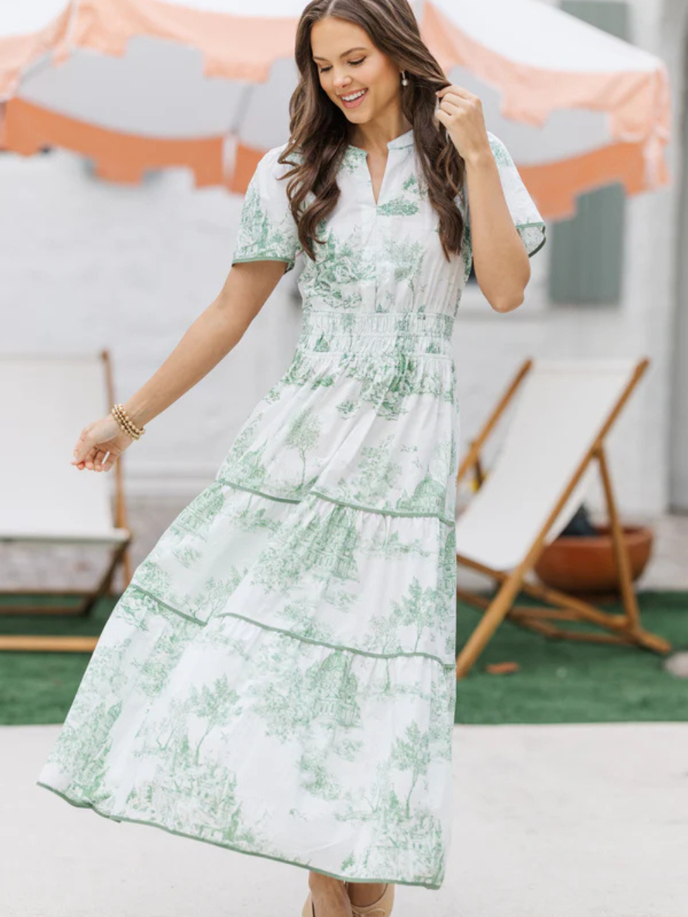 Vestido Clásico Maxi Estampado Vintage