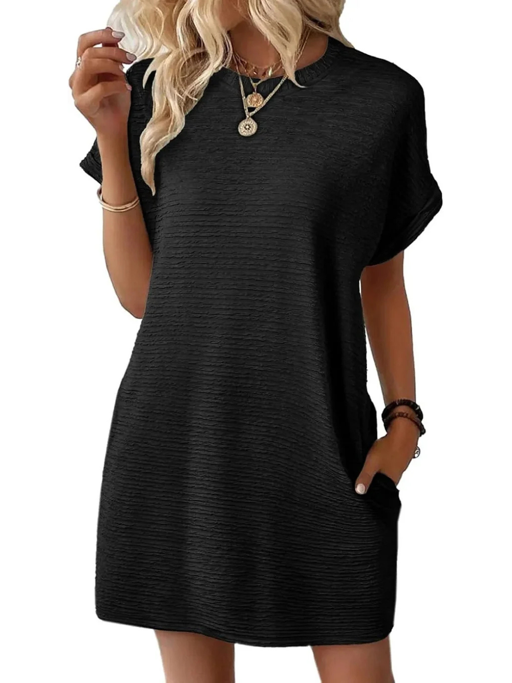 Vestido Manga Corta con Bolsillos