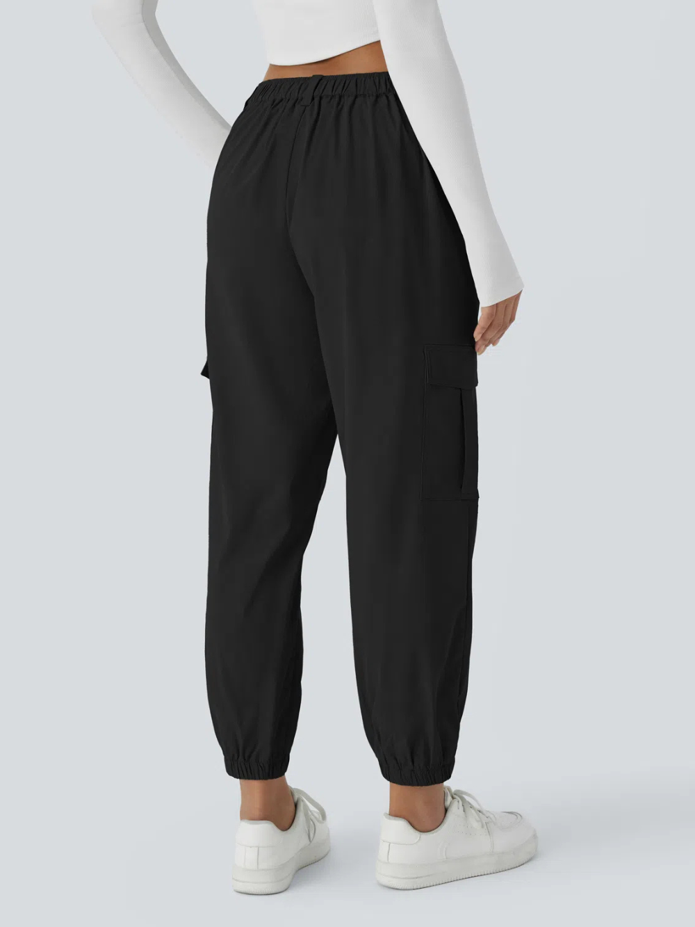 Joggers cargo múltiple bolsillo tiro medio botón cremallera