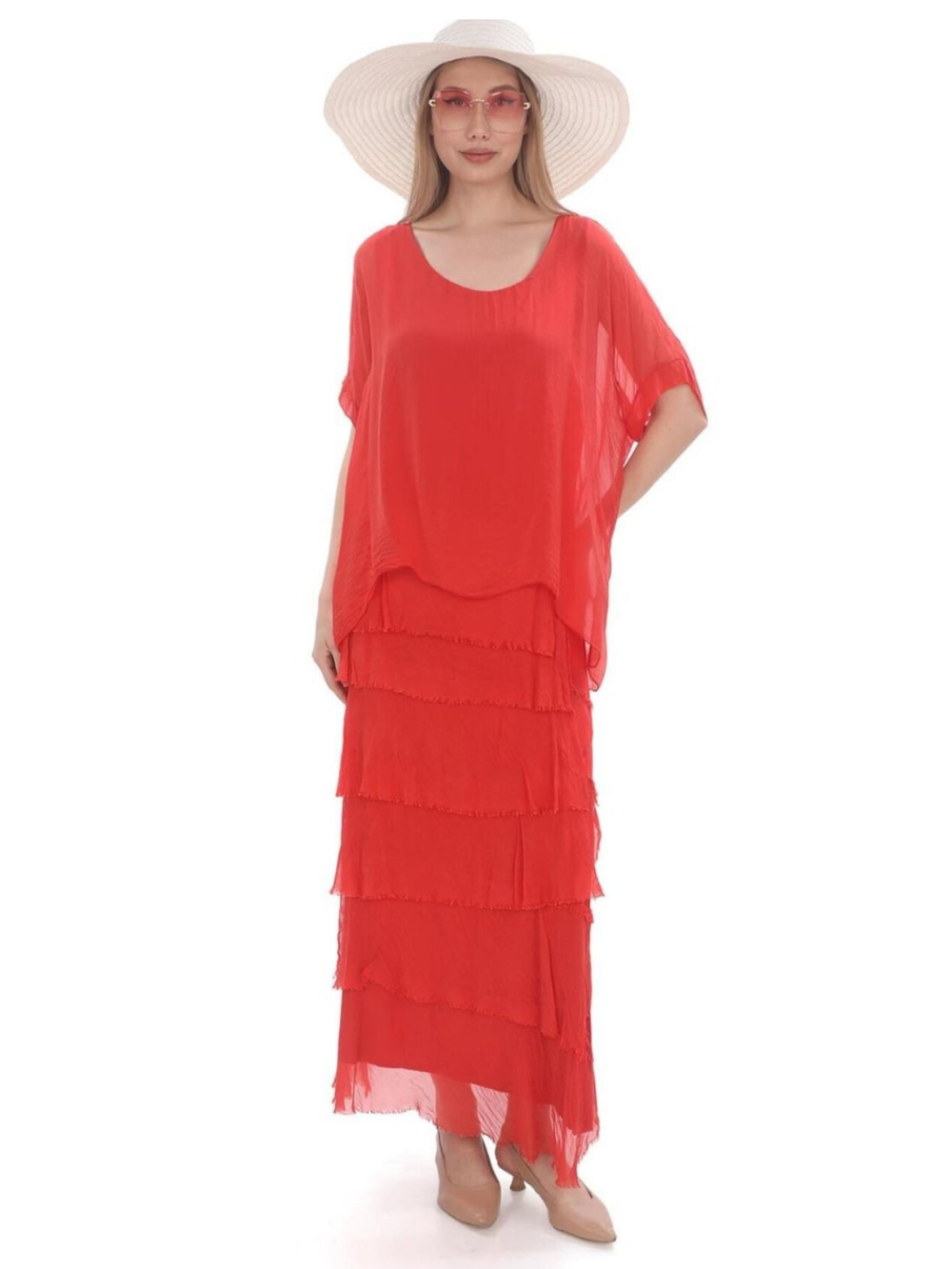 Vestido Largo con Volantes