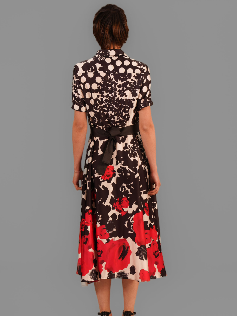 Vestido Midi Estampado Contraste