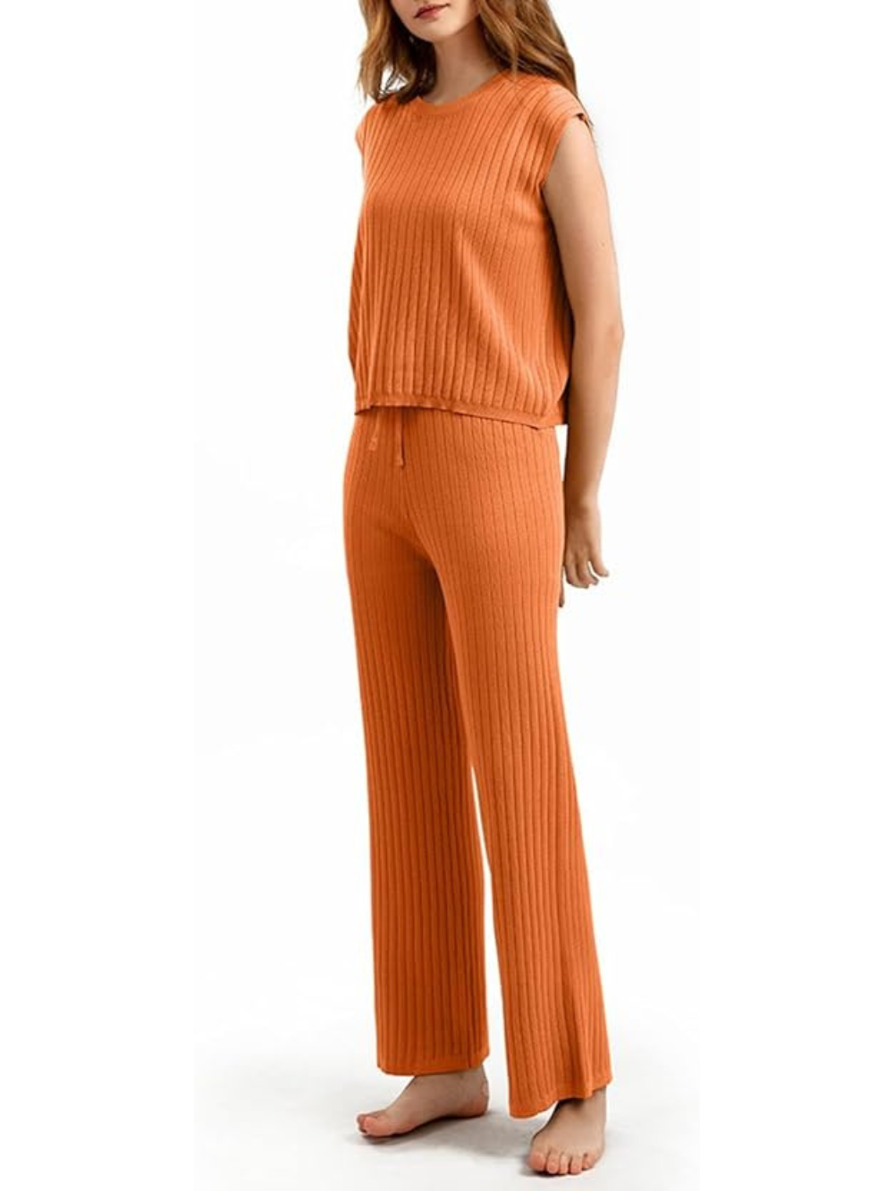 Conjunto de camiseta sin mangas y pantalón de punto