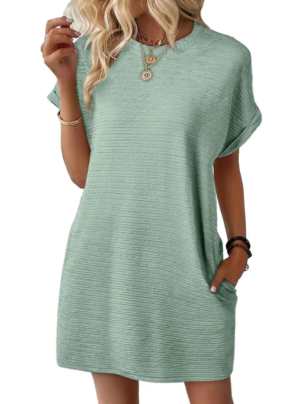Vestido Manga Corta con Bolsillos