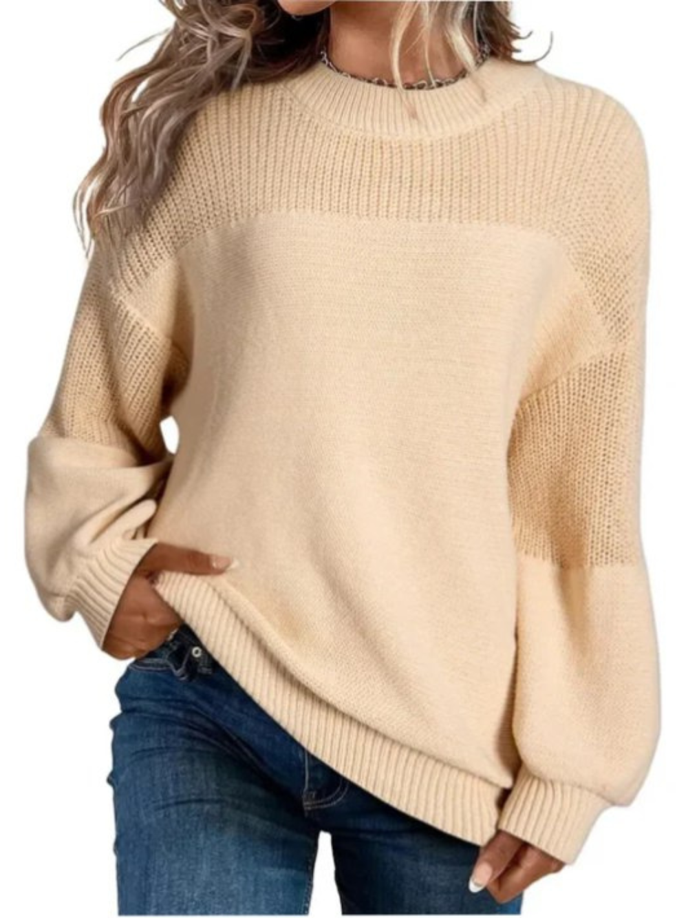 Jersey de punto cuello redondo y mangas largas holgadas