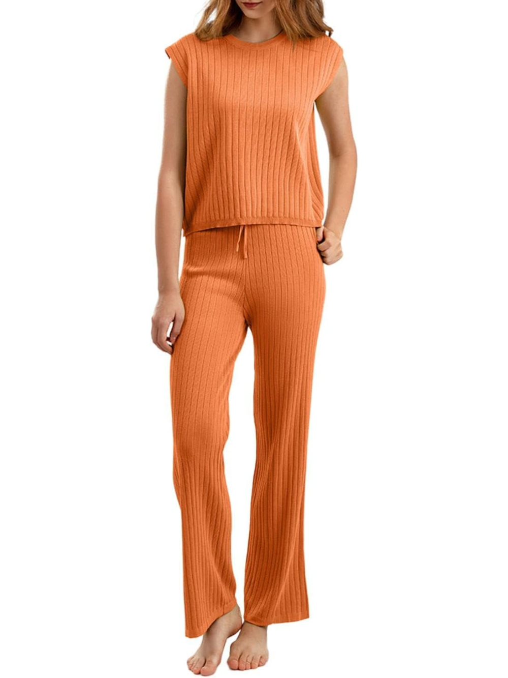Conjunto de camiseta sin mangas y pantalón de punto