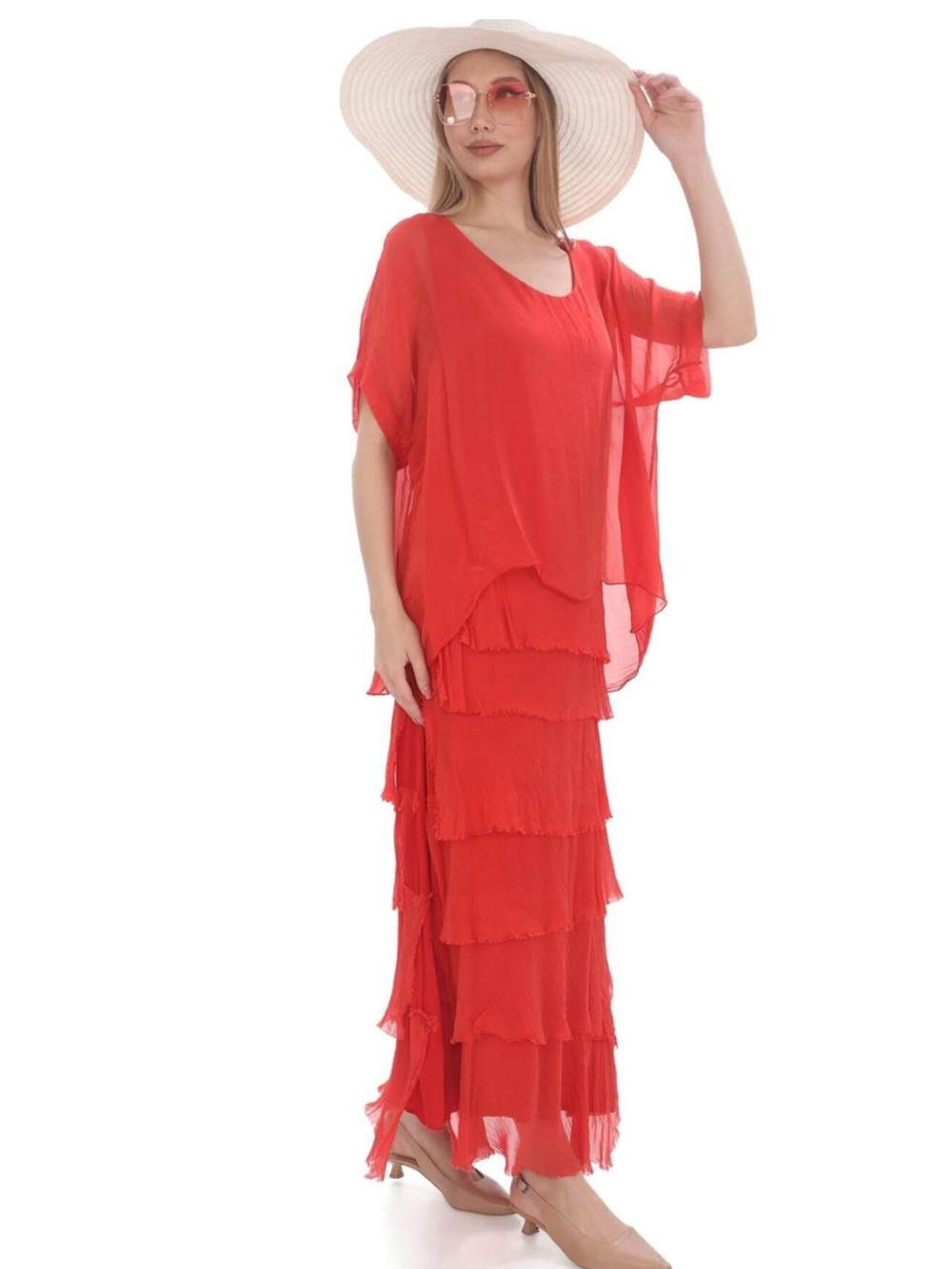 Vestido Largo con Volantes